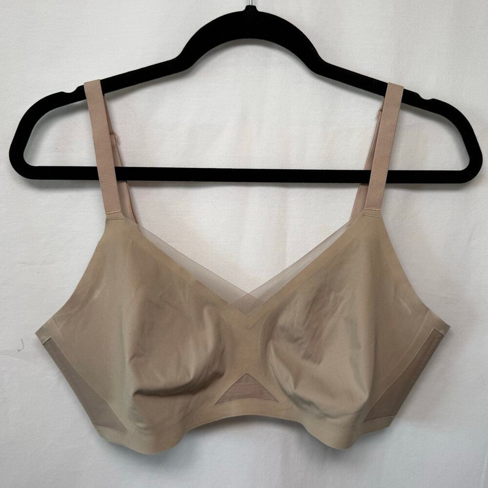 Honeylove Women's Crossover Bra, Sand, Size Large, Medium Support, Wireless